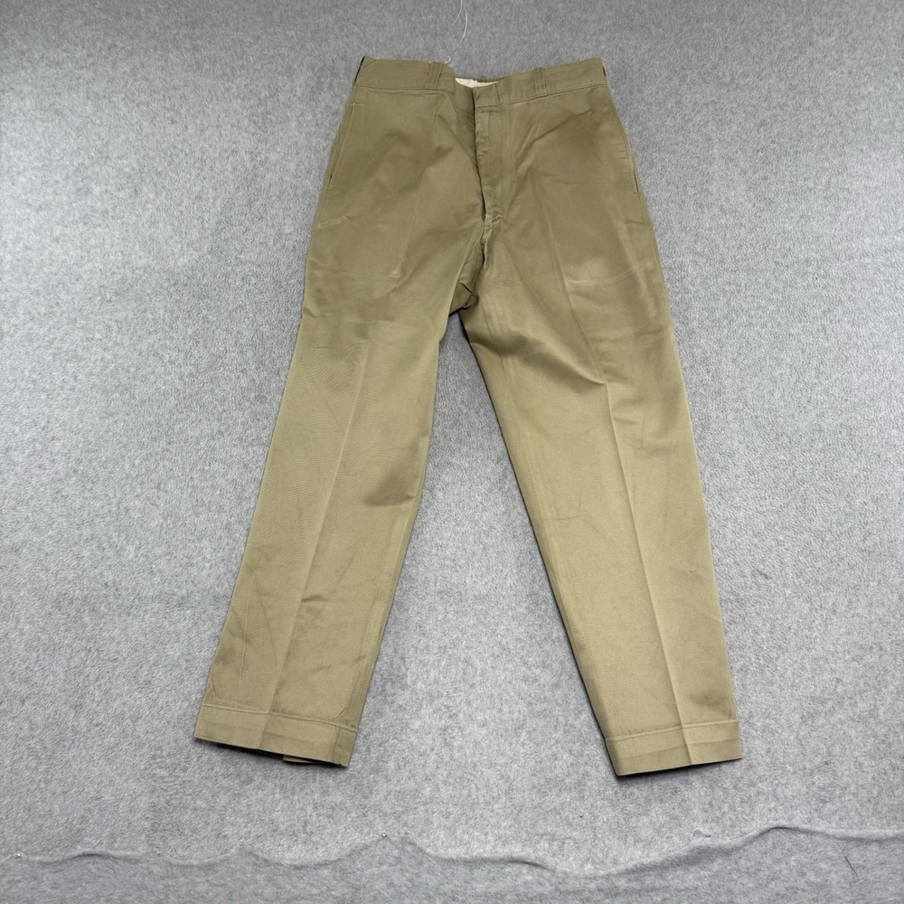 Vintage 60s US Military Officer Chino Pants Trousers Vietnam 32x30 Khaki Shade 1